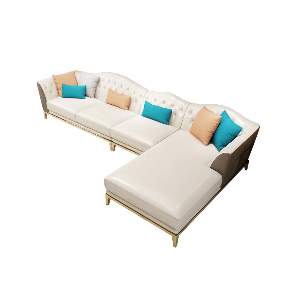 3570mm L-Shaped Sectional Sofa Faux Leather Corner Sofa Pillow Included window image