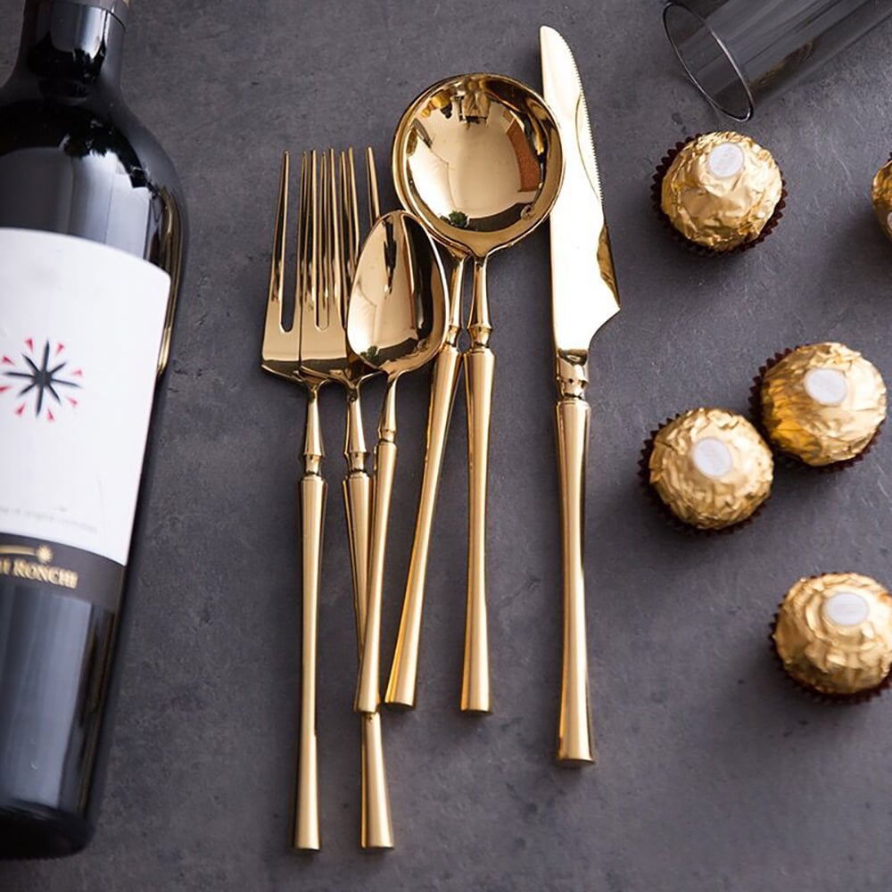 60 Pieces Stainless Steel Flatware Set in Bamboo Shape, Service for 12 window image