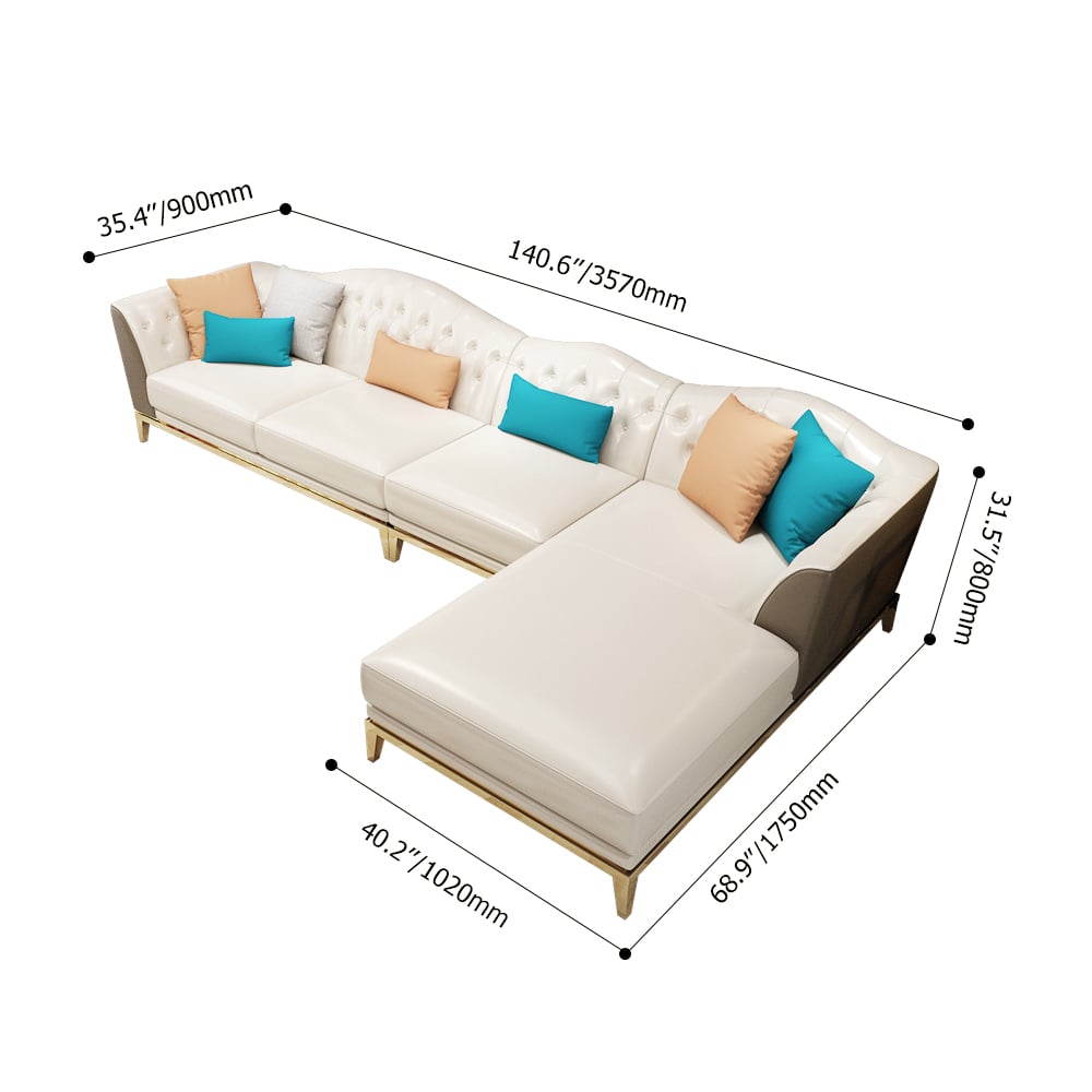 3570mm L-Shaped Sectional Sofa Faux Leather Corner Sofa Pillow Included window image