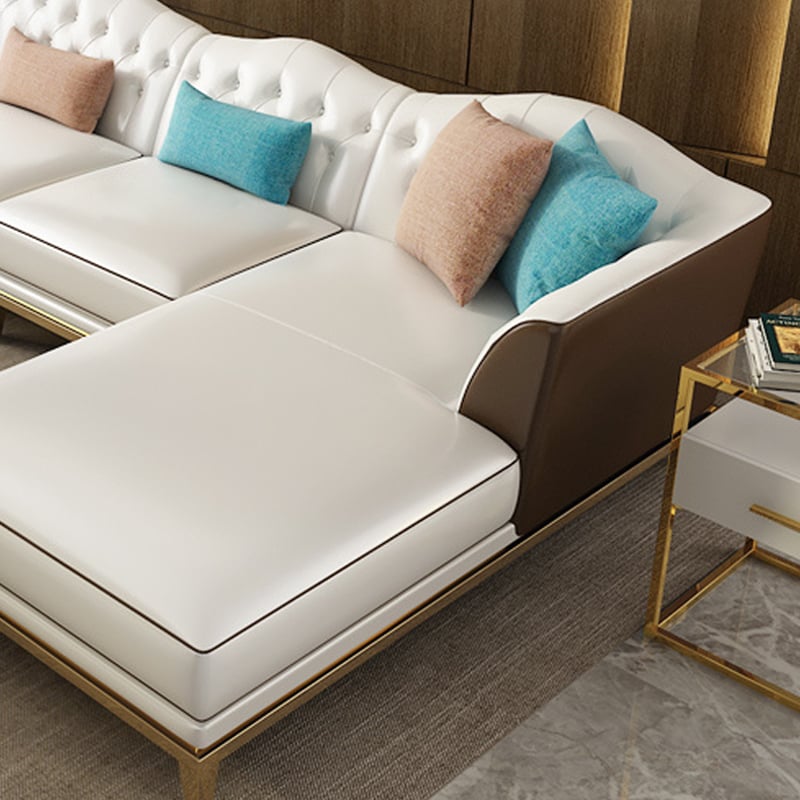 3570mm L-Shaped Sectional Sofa Faux Leather Corner Sofa Pillow Included window image