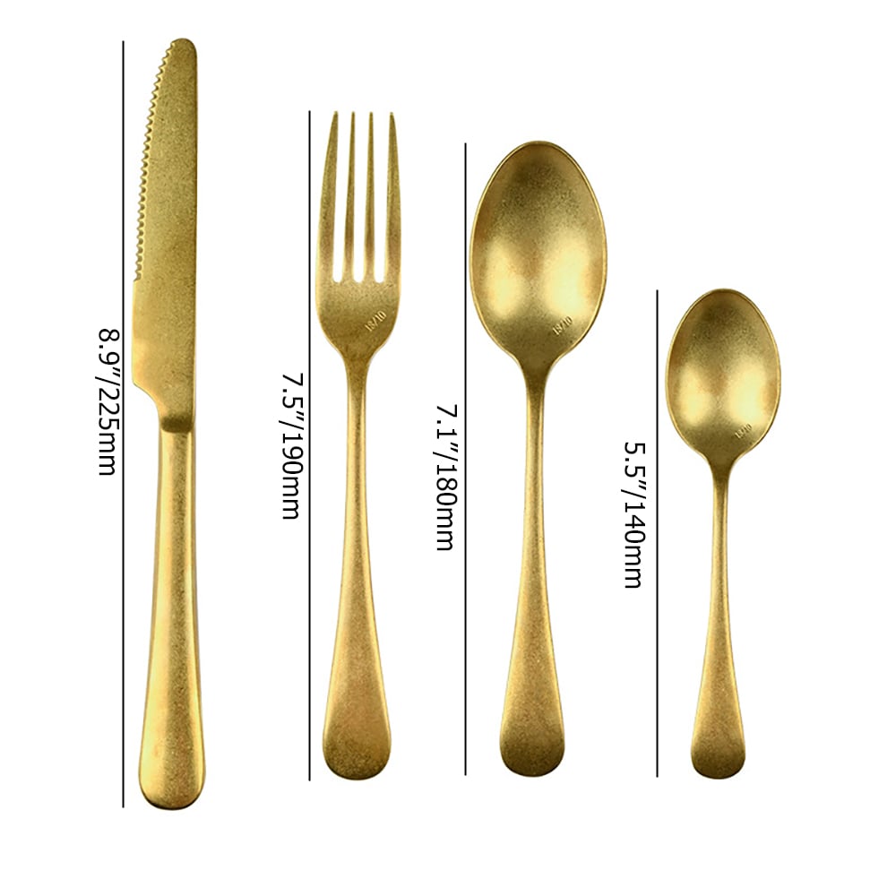 16 Pieces Stainless Steel Flatware Set with Brushed Surface, Service for 4 window image