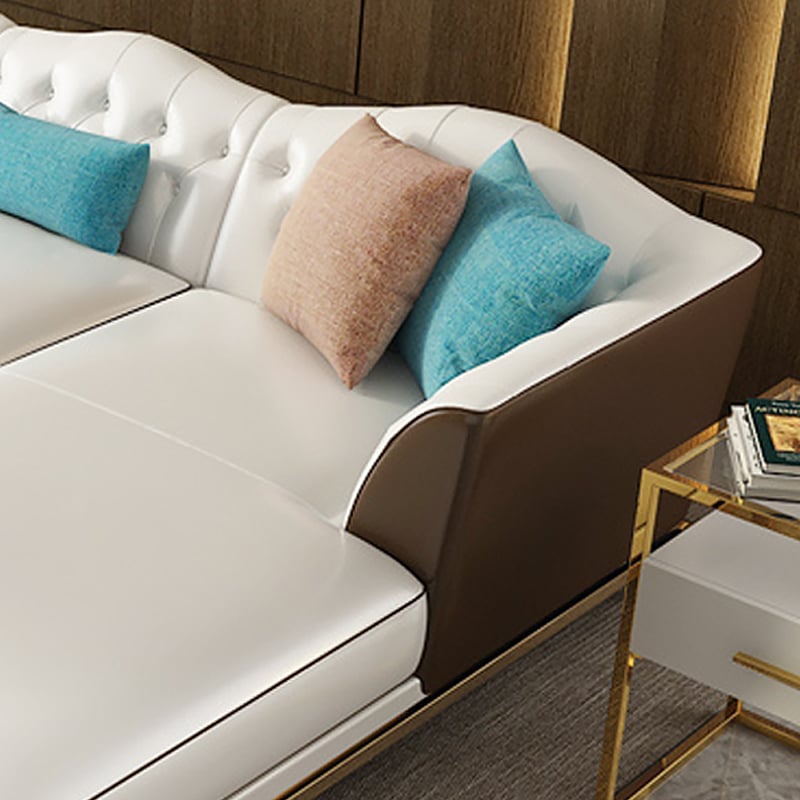 3570mm L-Shaped Sectional Sofa Faux Leather Corner Sofa Pillow Included window image