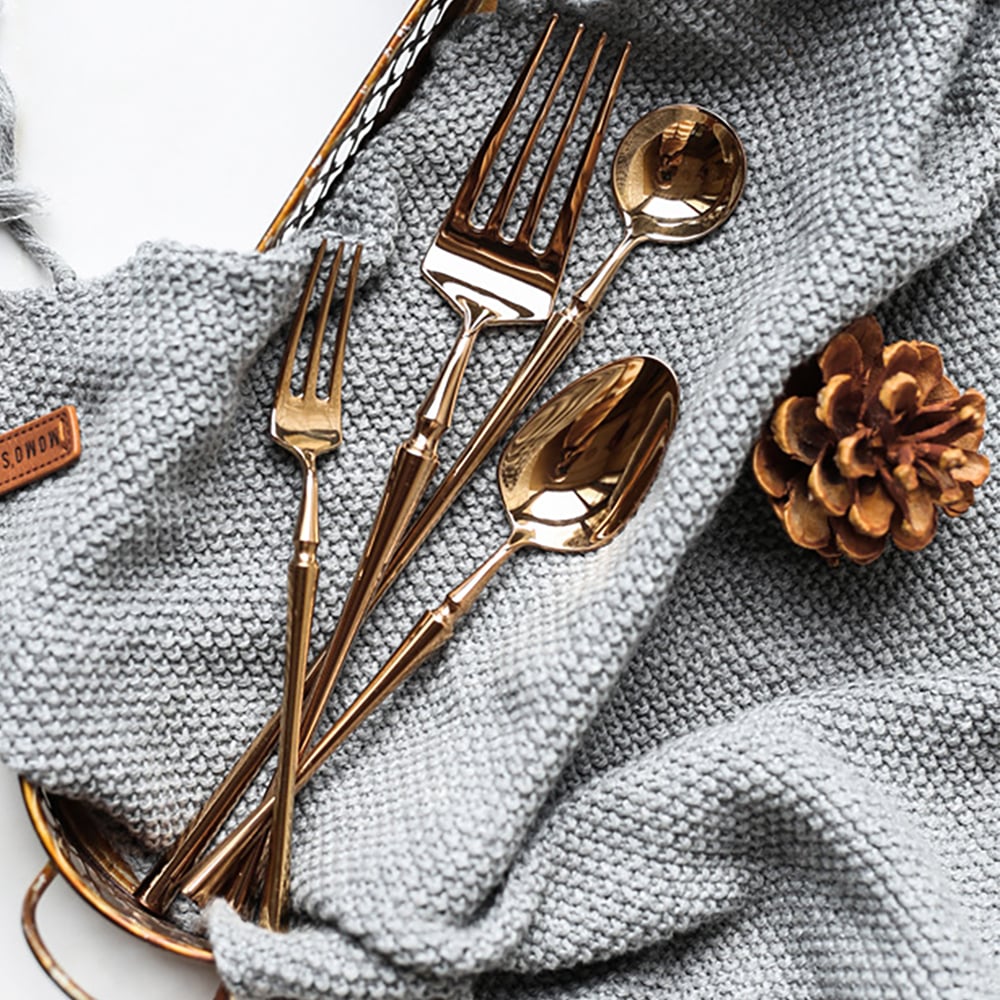 60 Pieces Stainless Steel Flatware Set in Bamboo Shape, Service for 12 window image