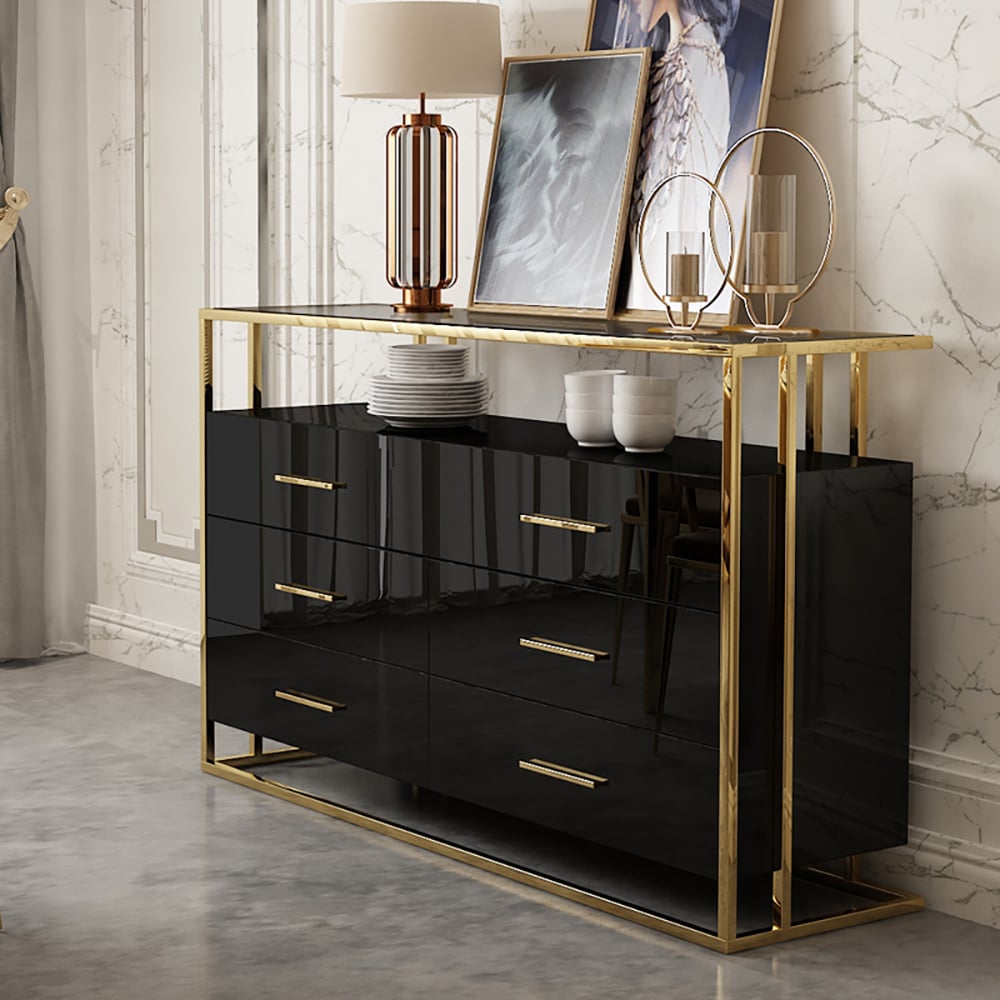 1500mm Buffet Rectangulaire Moderne avec Étagères et Tiroirs image de fenêtre