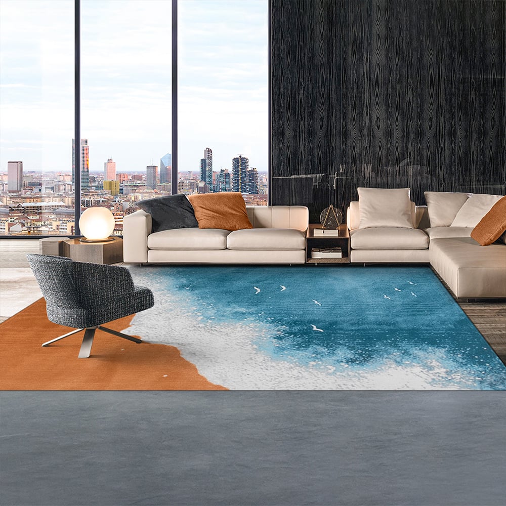 2650mm x 3650mm Multipurpose Rectangular Contemporary Blue Area Rug window image