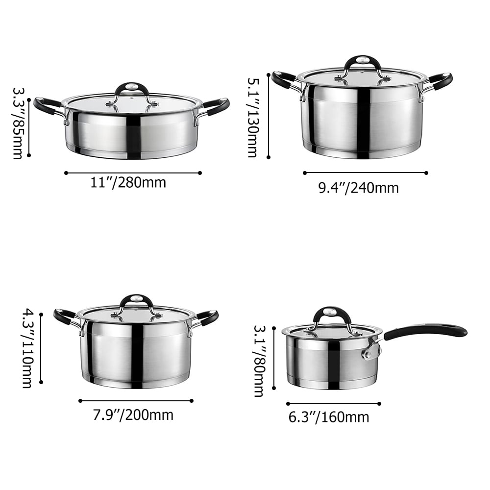 Lot de 8 batteries de cuisine tripliées à base de cuivre avec super conductivité thermique image de fenêtre