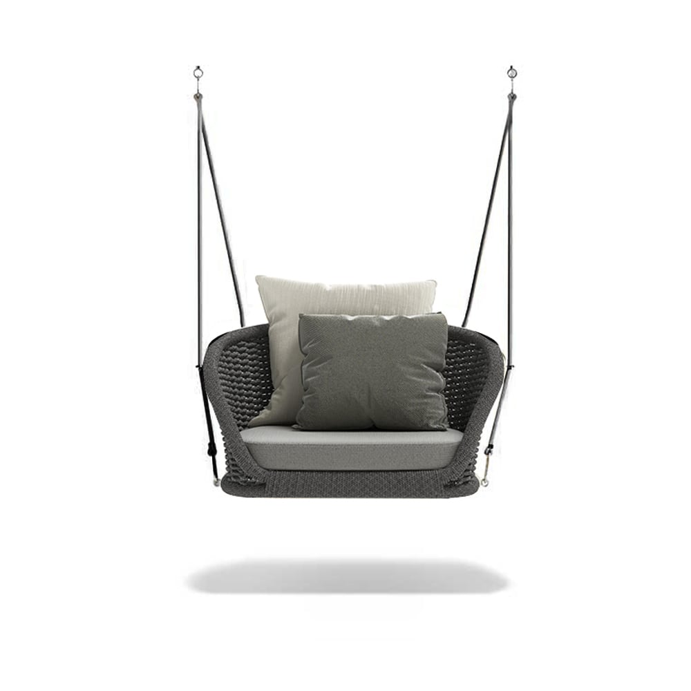 Fauteuil suspendu en rotin unique en rotin extérieur avec coussin image de fenêtre
