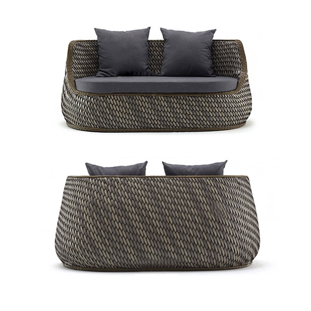 1450mm Dark Grey Outdoor Patio Rattan Loveseat with Cushions window image