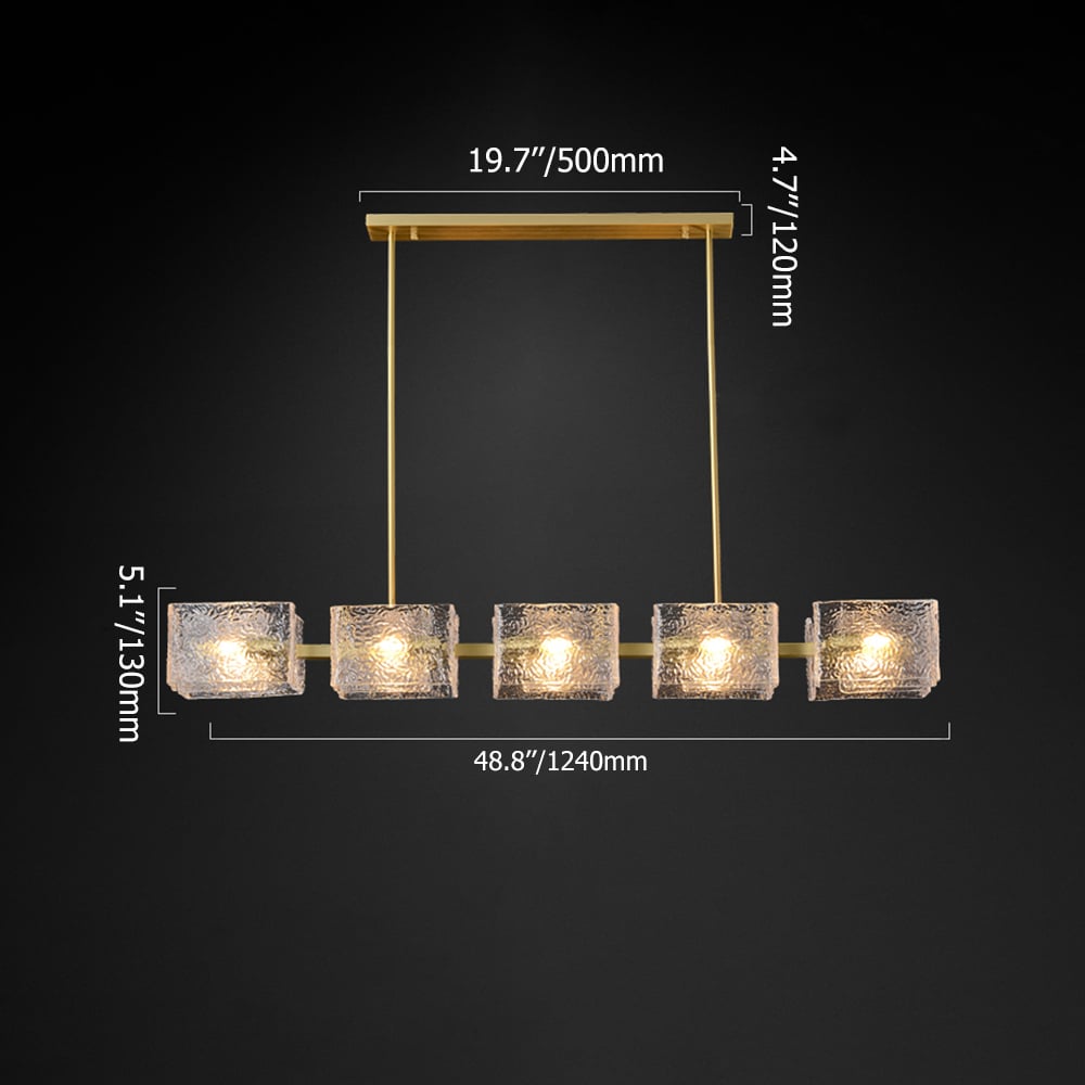 Postmodern Water Ripple Glass Chandelier Glass Island Light Adjustable Hanging Rod weights dimensions image