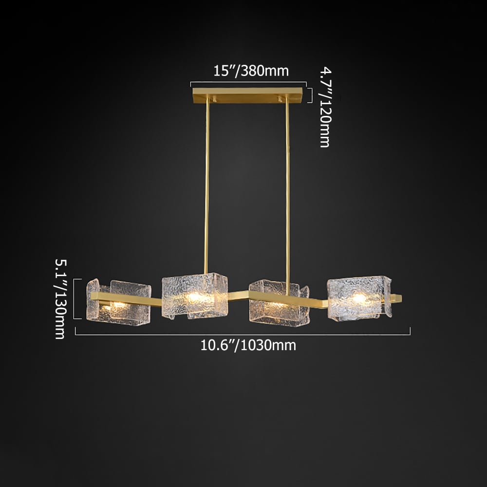 Postmoderne Water Ripple Glazen Kroonluchter Glazen Eiland Licht Verstelbare Hangstang Afbeelding met gewichten en afmetingen