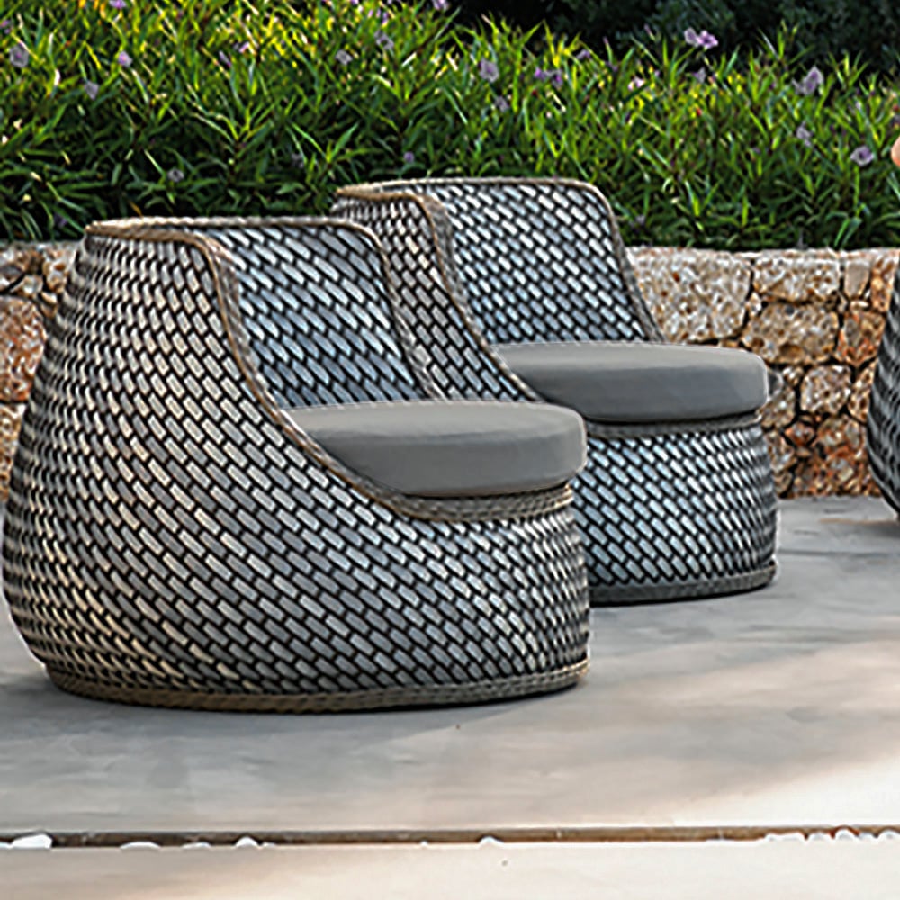 Brattan Dark Gray Outdoor Patio Rattan Armchair with Cushions