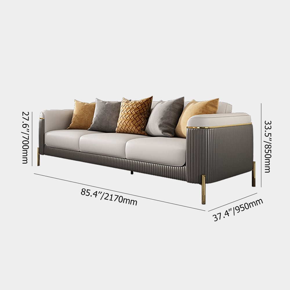 3-Seater Luxury Faux Leather Sofa with 4 Legs Stainless Steel Frame in Gold Finish window image