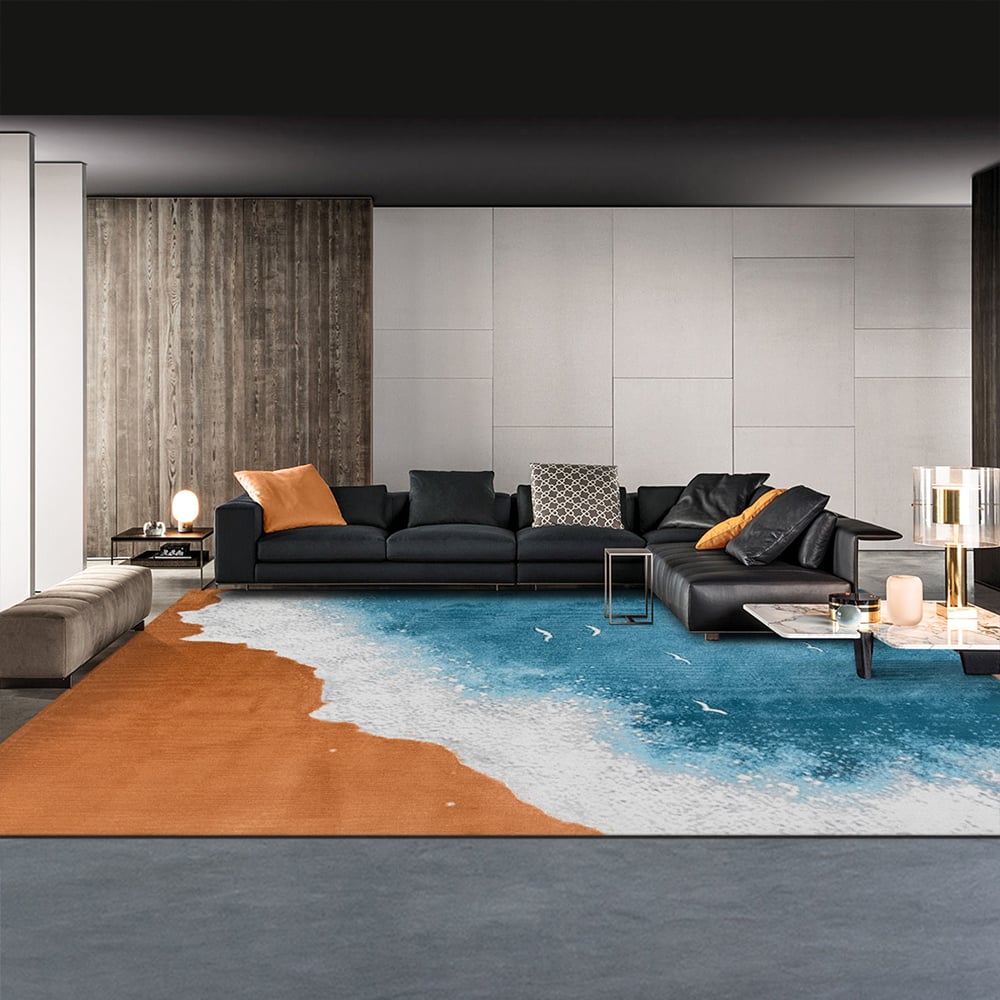 2650mm x 3650mm Multipurpose Rectangular Contemporary Blue Area Rug window image