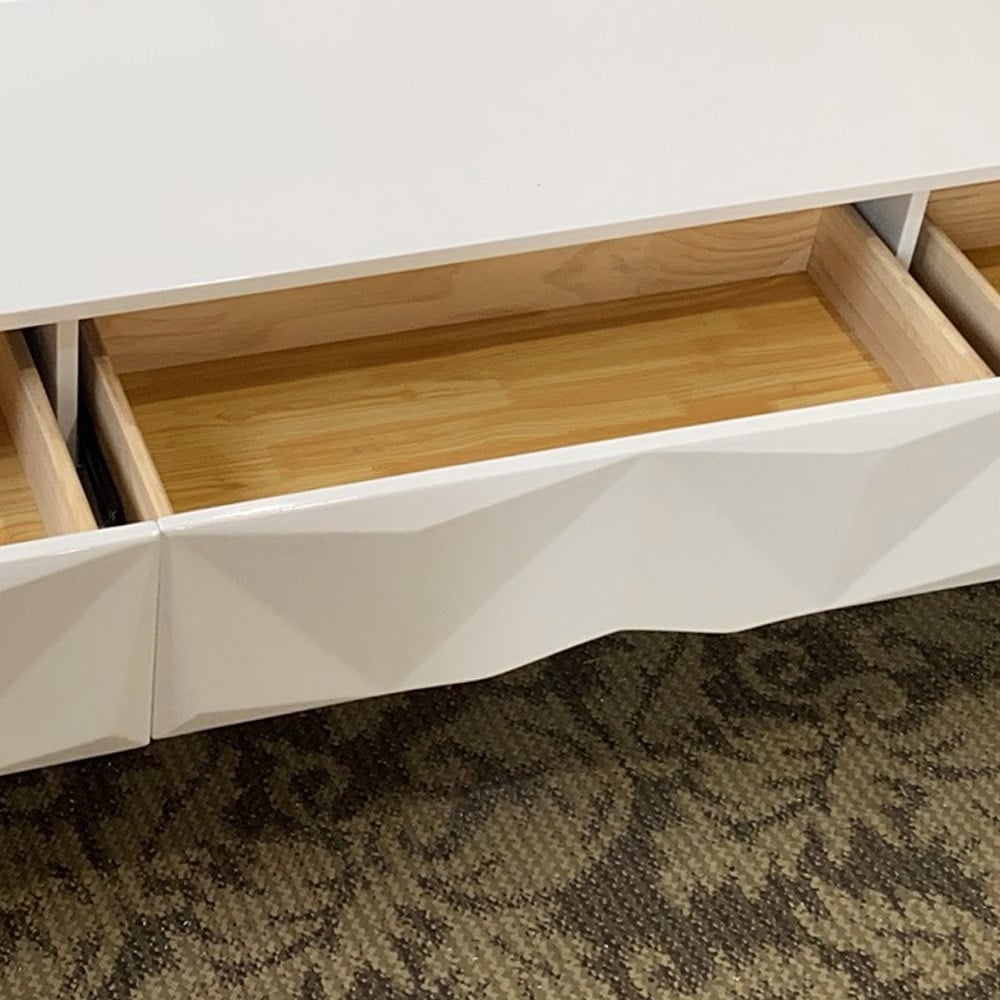 Nordic Black TV Stand 3D Embossed Surface Media Console 3 Drawers in Small window image