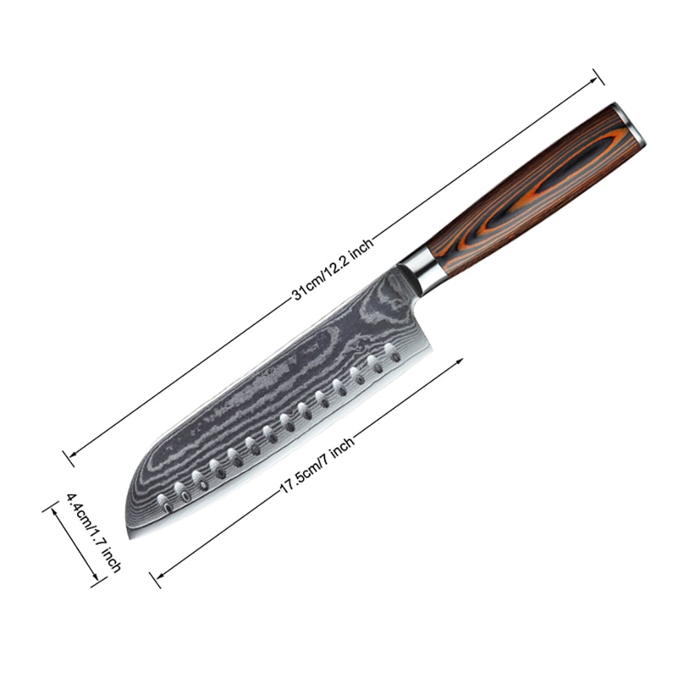 3 Pieces Knife Set Damascus Steel Knives with Wooden Handles