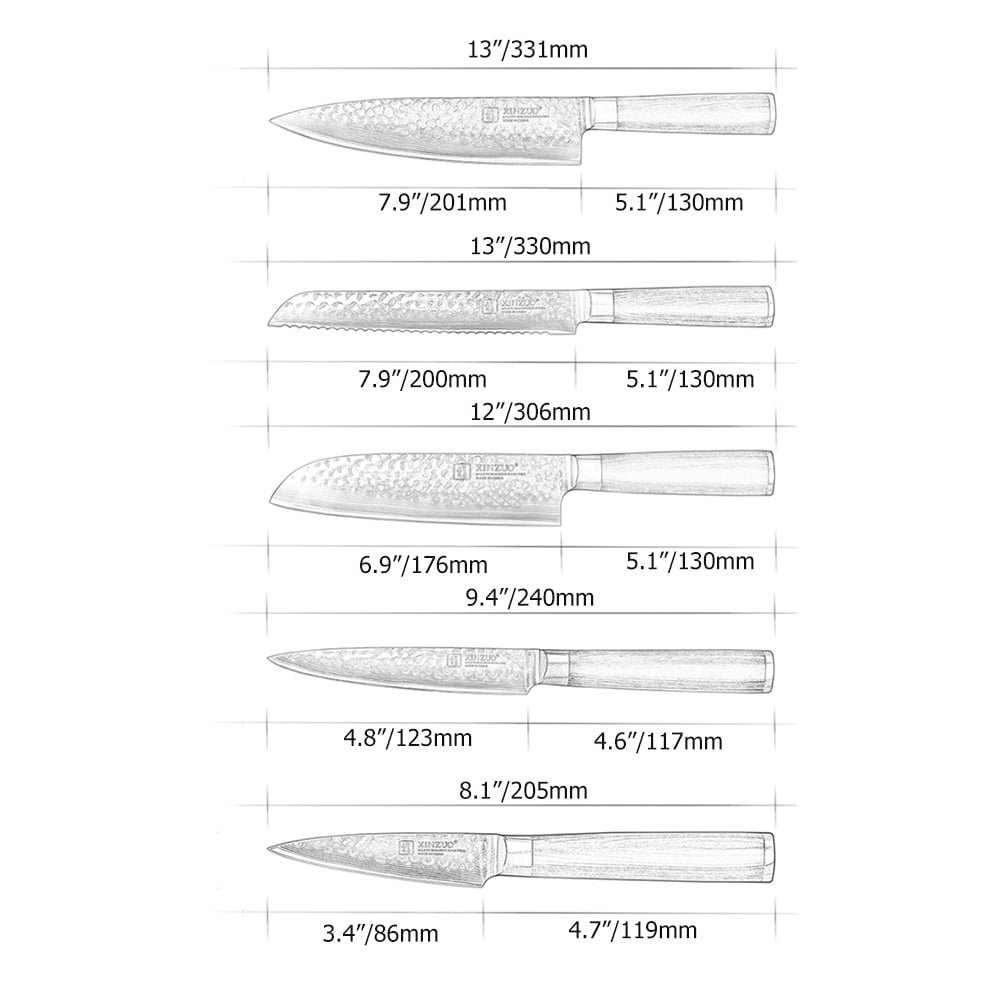 7 Pieces 67 Layers Damascus Knife Block Set with Knife Block and Scissor
