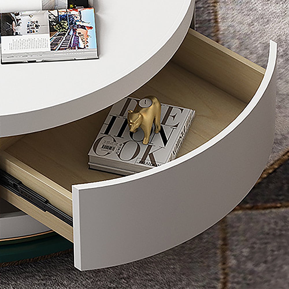 Modern Sintered Stone Top Coffee Table with Storage Round Nesting Coffee Table Set of 2 window image