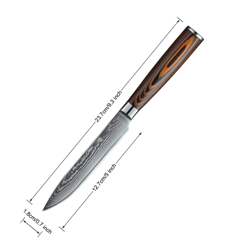 3 Pieces Knife Set Damascus Steel Knives with Wooden Handles