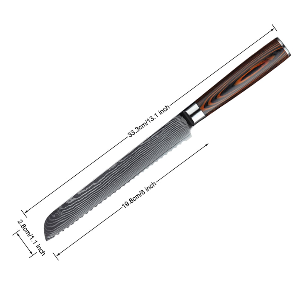 3 Pieces Knife Set Damascus Steel Knives with Wooden Handles