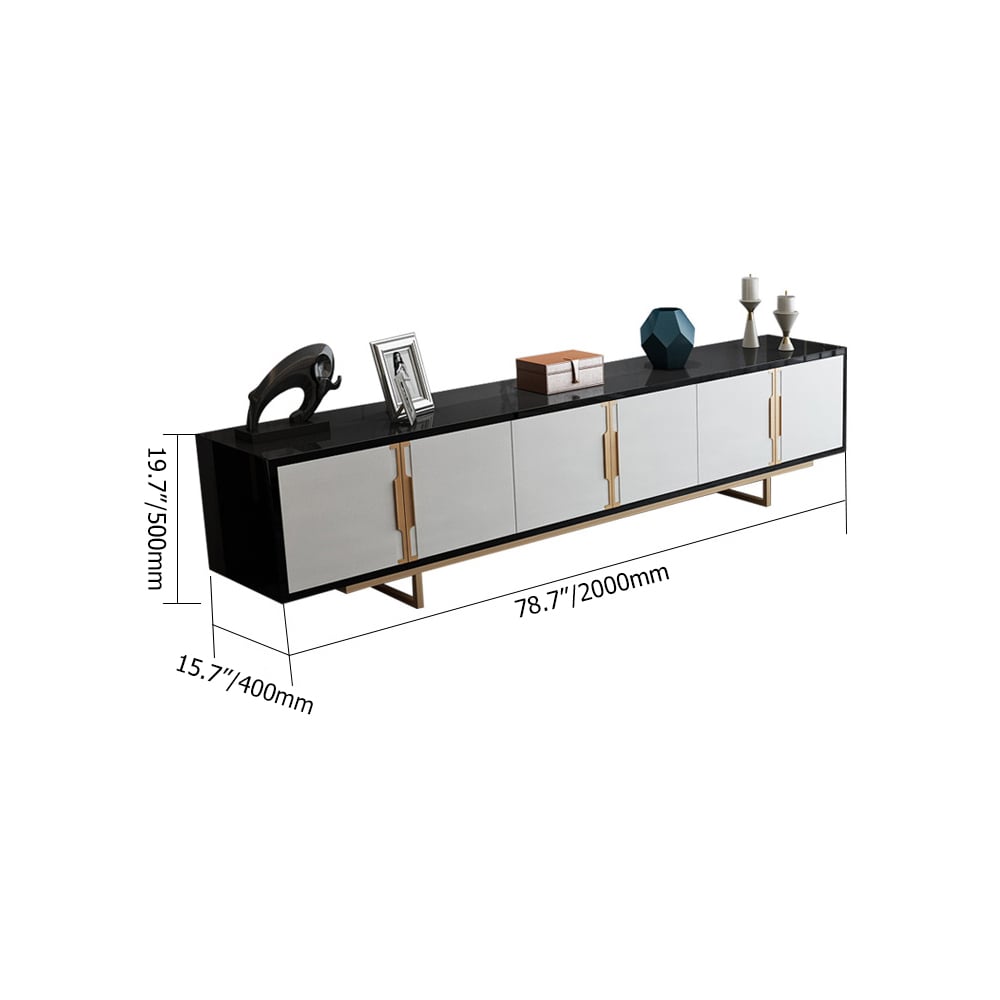 Modern White Tempered Glass Coffee Table TV Stand Storage Living Room Set of 2 window image