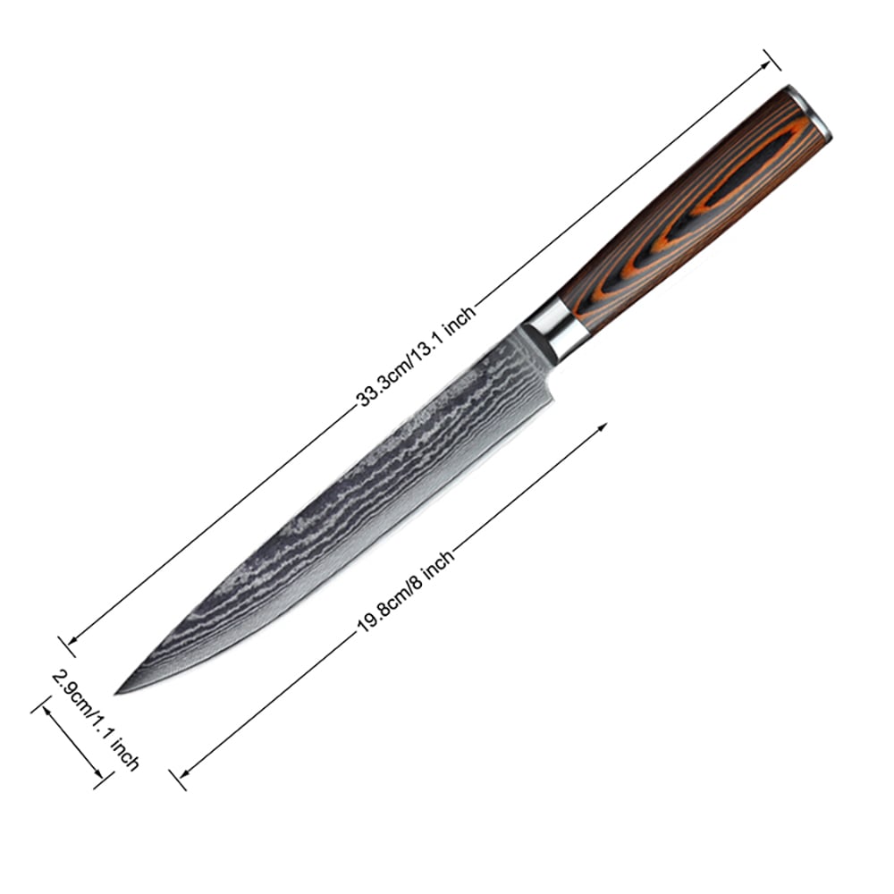 3 Pieces Knife Set Damascus Steel Knives with Wooden Handles