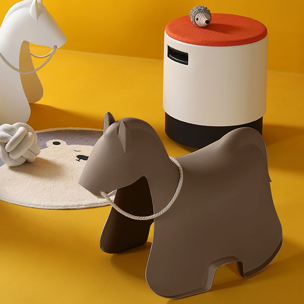 Plastic Brown Kids Chair Pony Style Animal Design window image