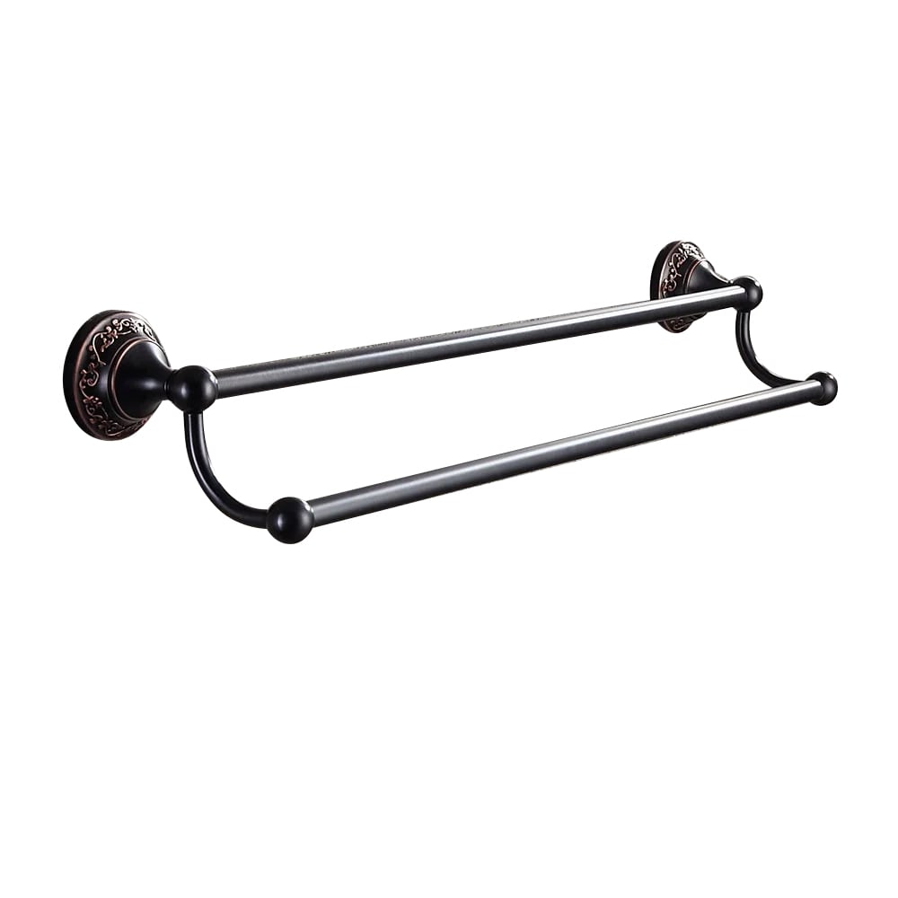 Bella Elegant 24" Antique Black Wall Mounted Double Towel Bar for Bathroom Solid Brass