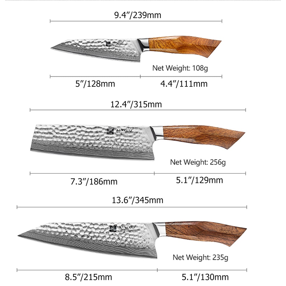 Ensemble de couteaux 3 pièces avec manche en bois de fer désert image de fenêtre