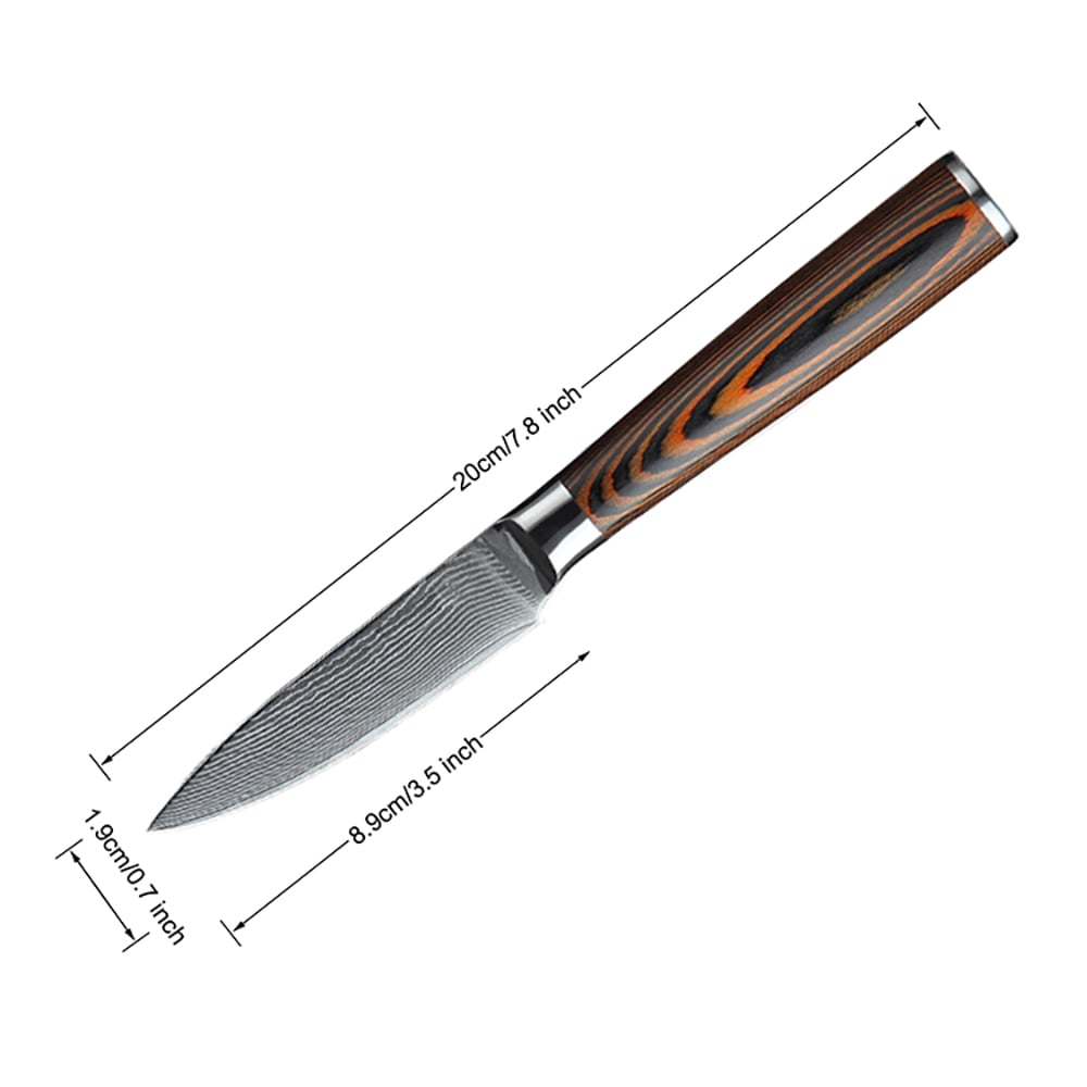 3 Pieces Knife Set Damascus Steel Knives with Wooden Handles