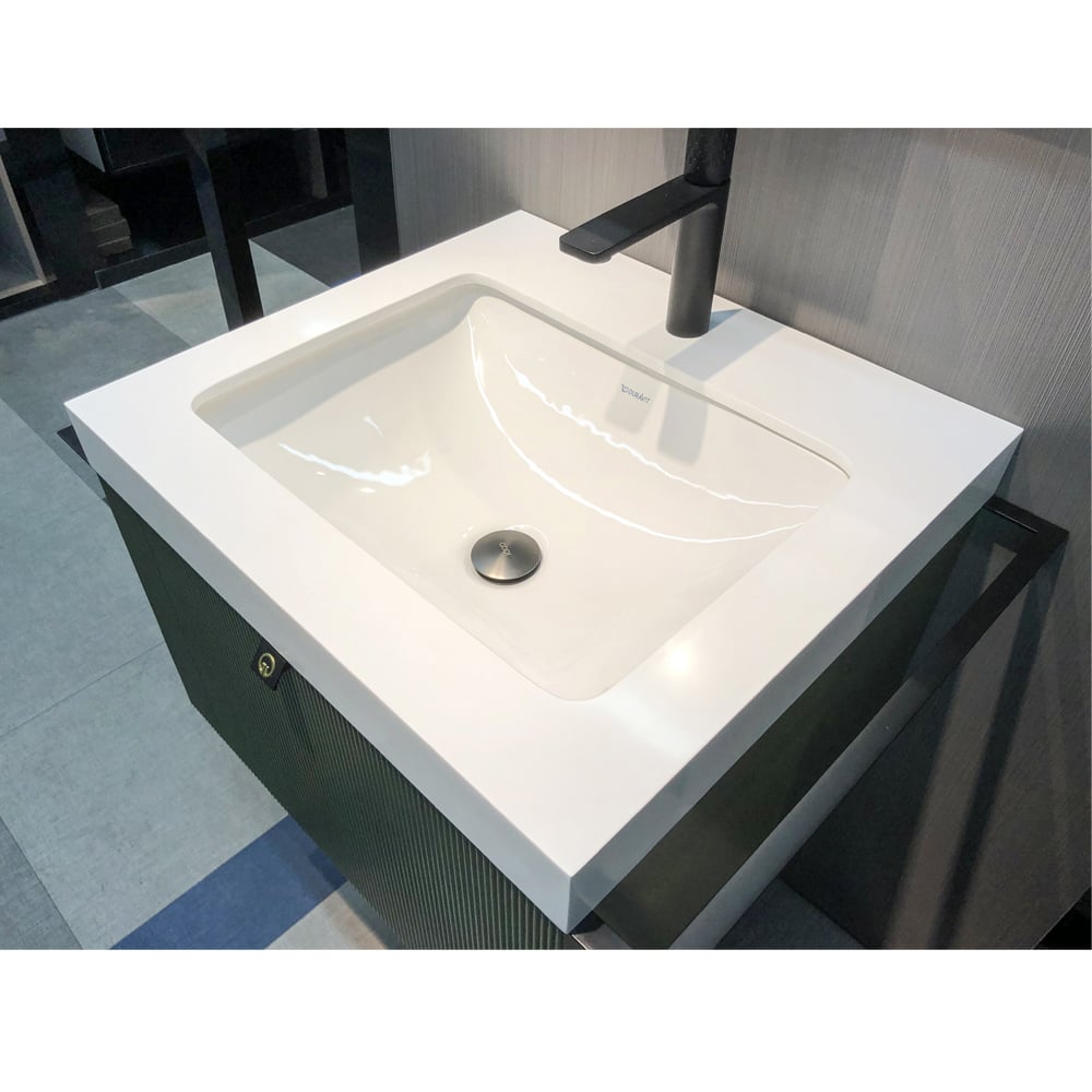 740mm Green Floating Bathroom Vanity Single Ceramic Basin with LED Drawer & Towel Rods window image