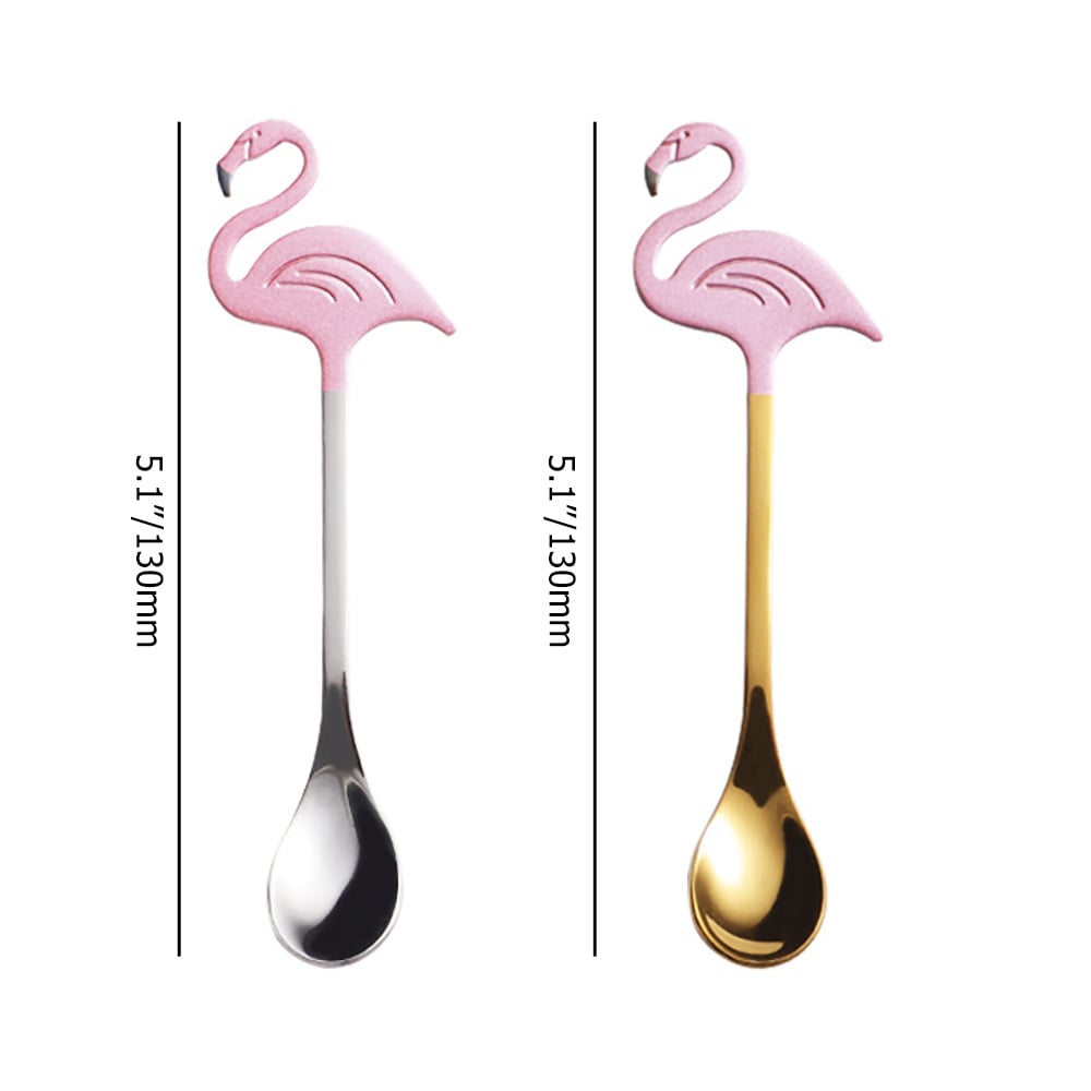 40 Pieces Stainless Steel Flatware Set with Flamingo Pattern Spoon for Coffee & Tea window image