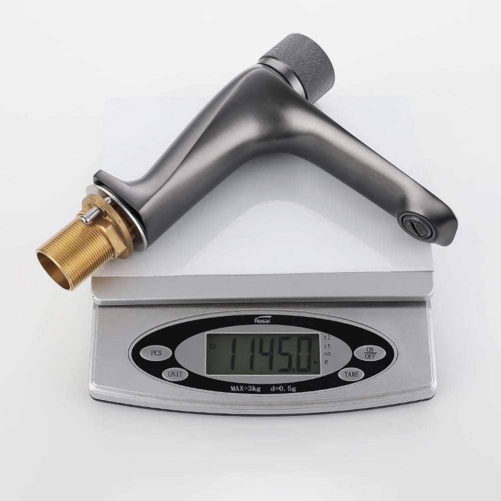 Gunmetal Grey Switch Top Monobloc Basin Tap Single Handle Basin Mixer Tap Press Button window image