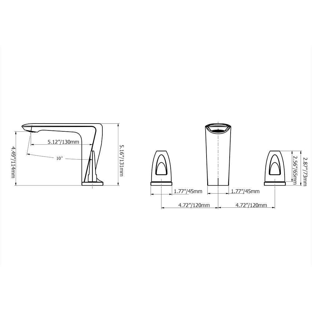 Moderner 3-Loch-Waschtischarmatur mit Doppelgriff in Gunmetal Grey Schaufensterbilder