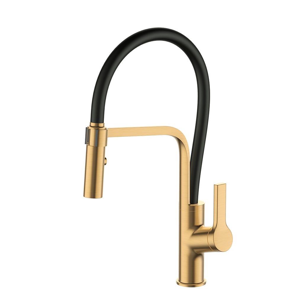 Gold Single Lever Handle Kitchen Basin Tap Monobloc window image
