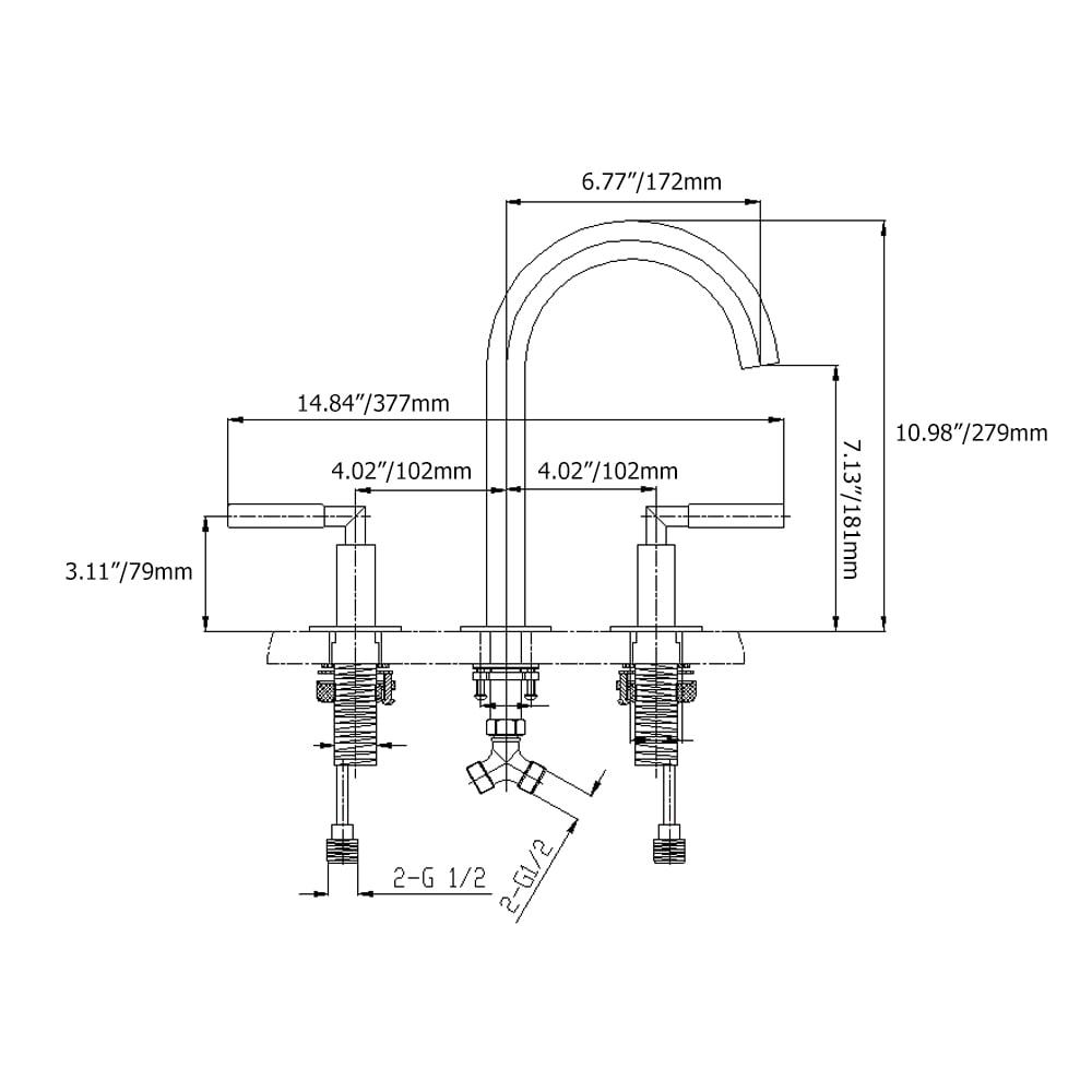 Rose Gold Modern Bathroom Widespread Sink Faucet Solid Brass Double Handles weights dimensions image