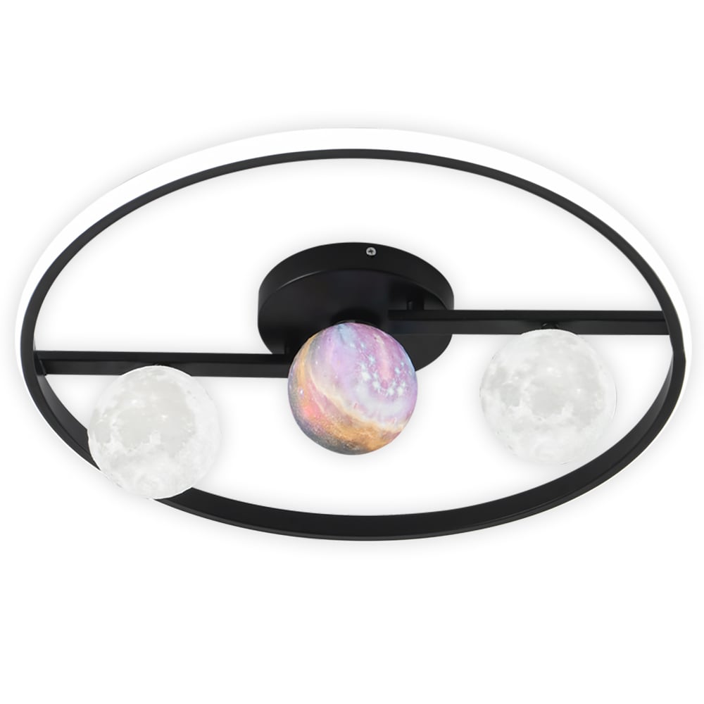 Modern Minimalist 3-Light Semi Flush Mount Lighting with 3D Moon Shade window image