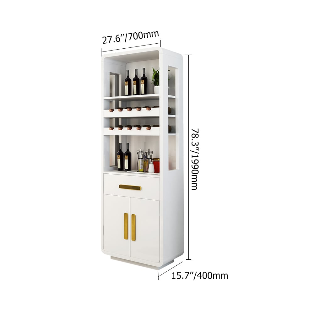Postmodern Standing Wine Cabinet with Drawers & Doors in White