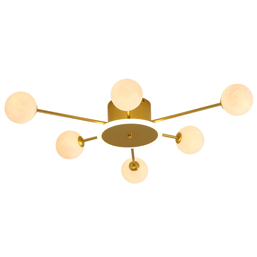 10-Light Gold Sputnik Sphere Semi Flush Mount Lighting Nordic Chandelier window image