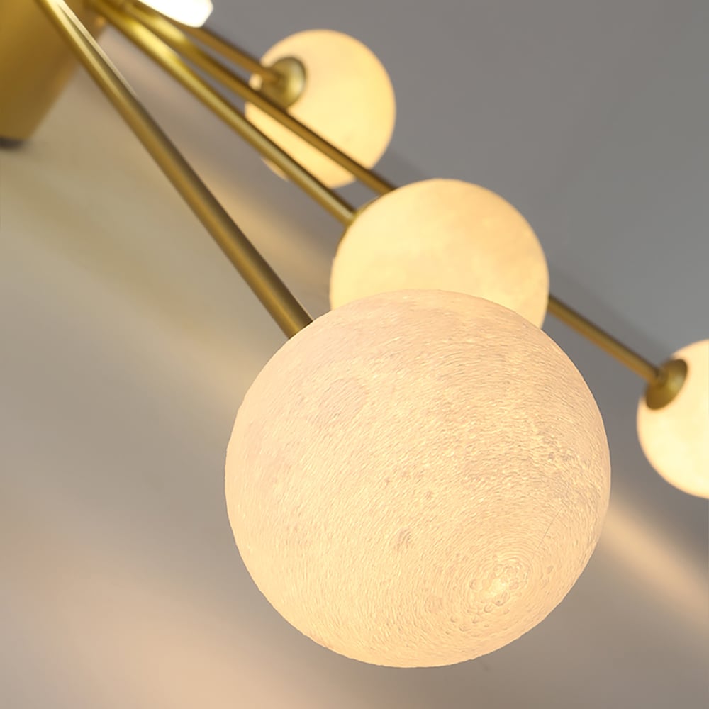 10-Light Gold Sputnik Sphere Semi Flush Mount Lighting Nordic Chandelier window image