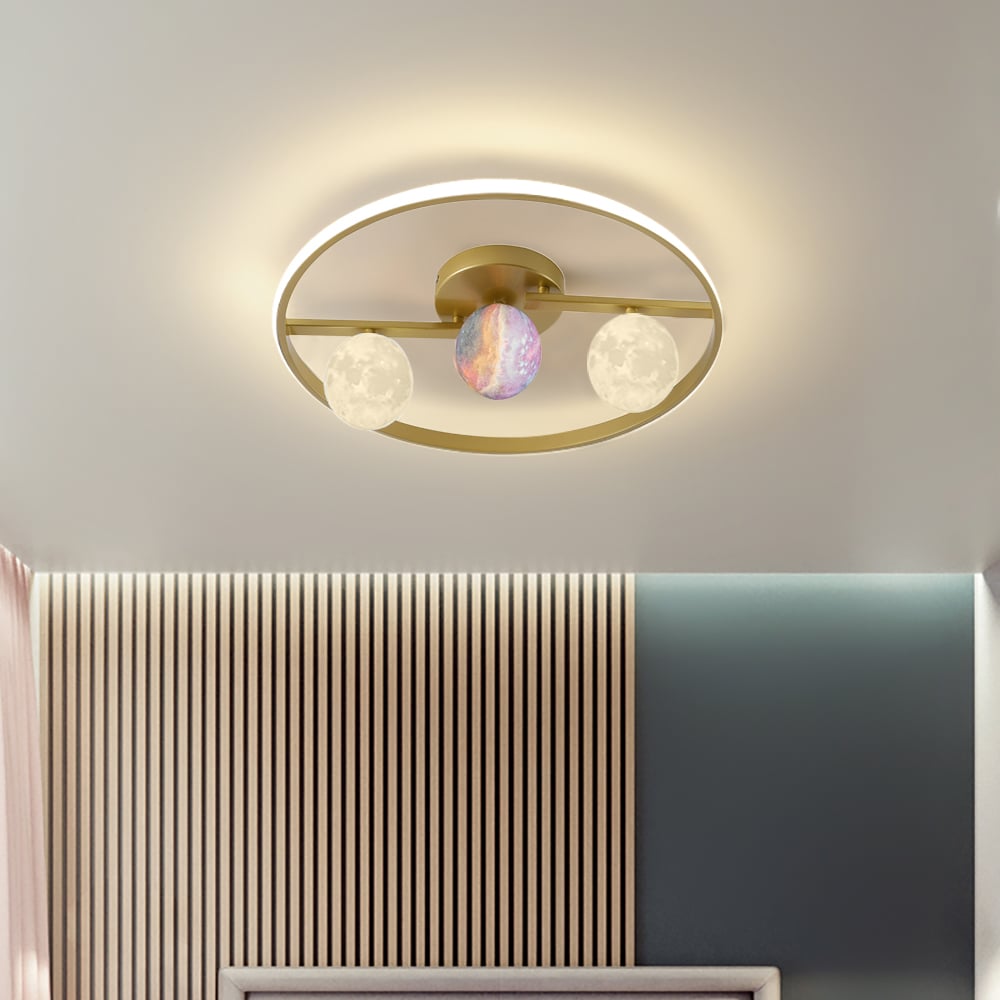 Illuminazione da incasso moderna e minimalista a 3 luci con paralume lunare 3D Immagine della finestra