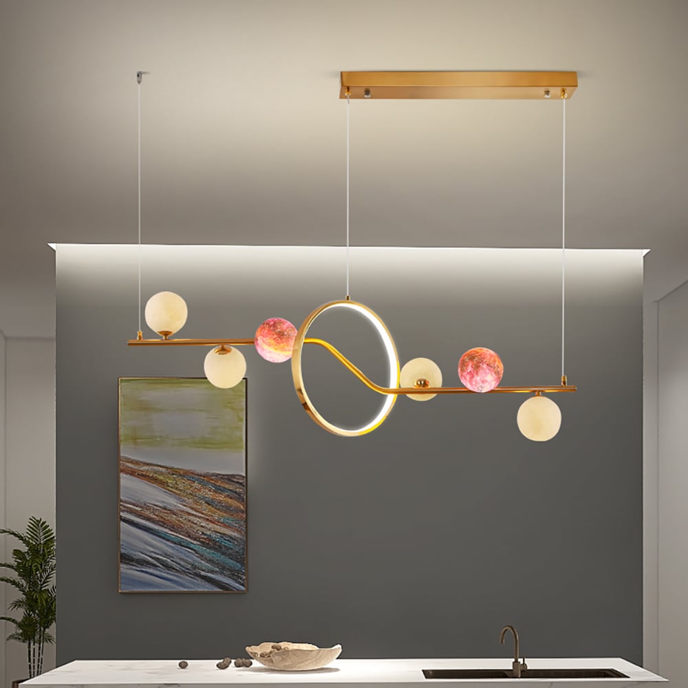 Modern 6-Light LED Island Light Ceiling Light with Globe Shade window image