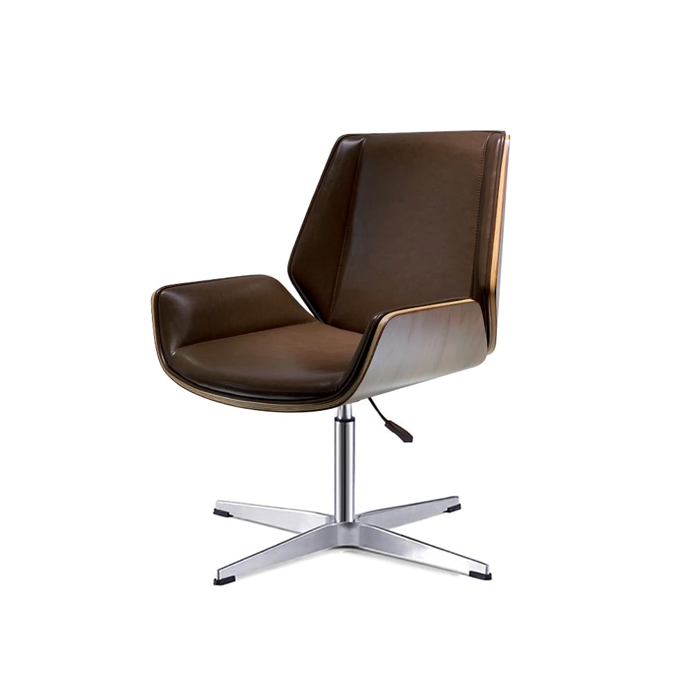 Faux Leather Executive Chair Upholstered Office Chair Low Back Adjustable Height window image