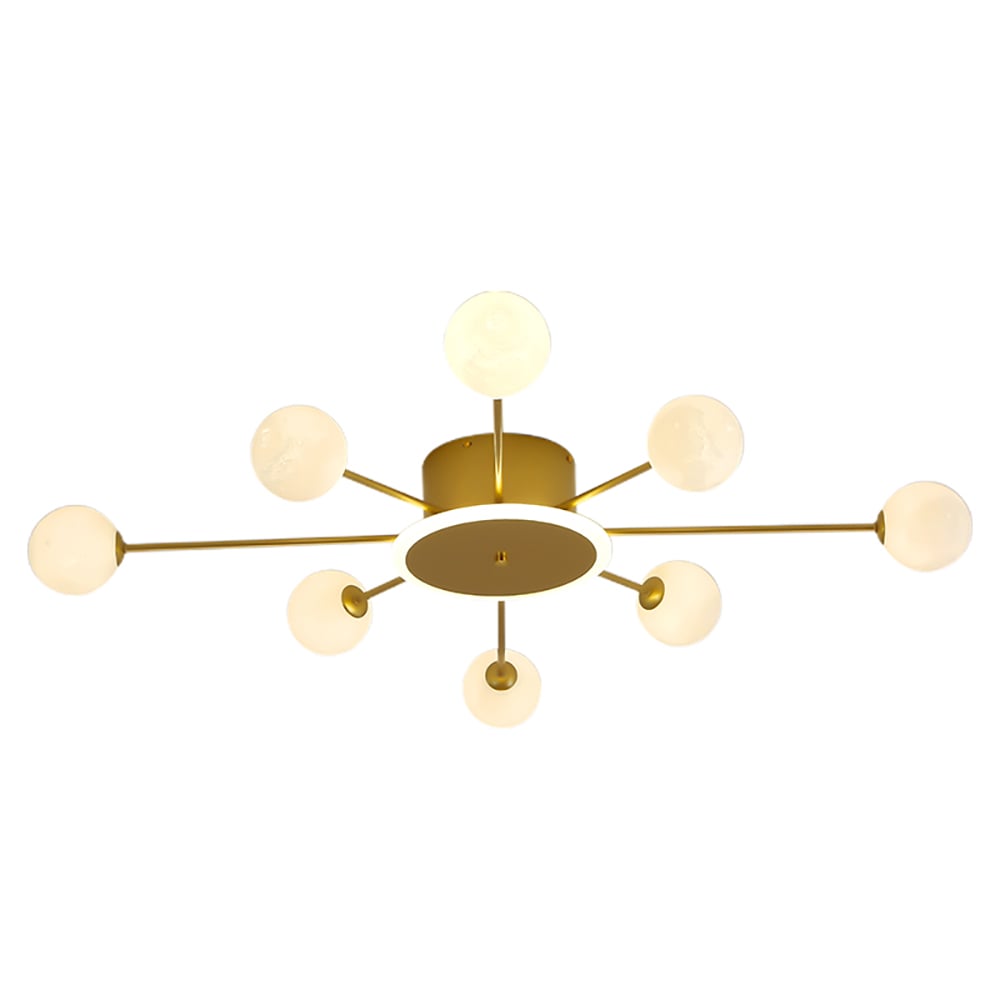 10-Light Gold Sputnik Sphere Semi Flush Mount Lighting Nordic Chandelier window image