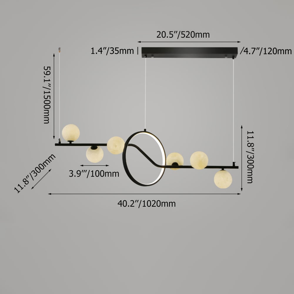 Modern 6-Light LED Island Light Ceiling Light with Globe Shade window image