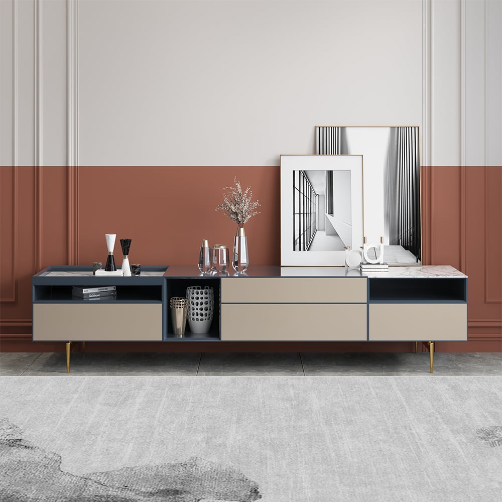 2000mm Post-modern Rectangular TV Console with Drawers & Shelves window image