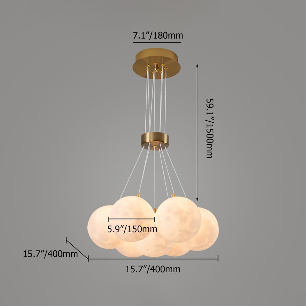 Lampe suspendue moderne à LED linéaire à 7 lumières 3D PLA Poids, dimensions, image
