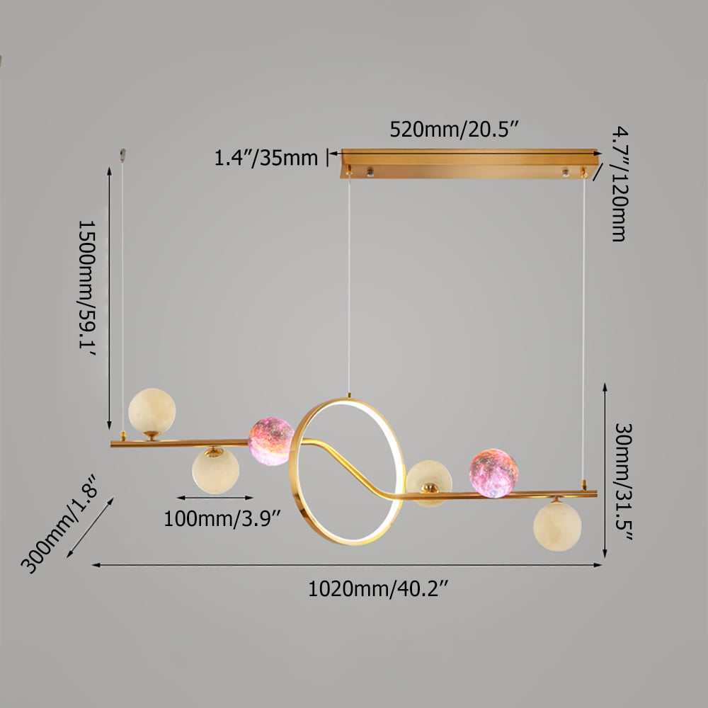 Modern 6-Light LED Island Light Ceiling Light with Globe Shade window image