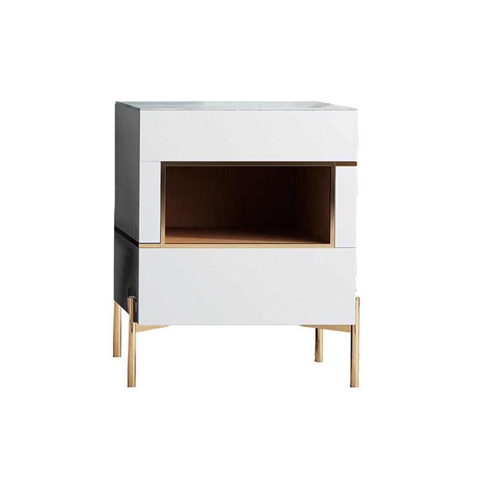Nordic Style Side Cabinet with Storage Sintered Stone Top & Stainless Steel Frame window image