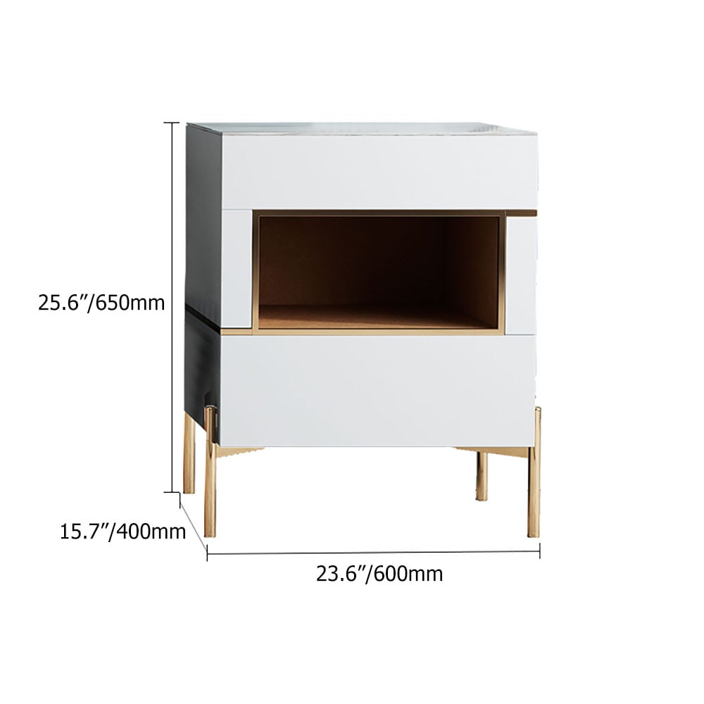 Nordic Style Side Cabinet with Storage Sintered Stone Top & Stainless Steel Frame window image