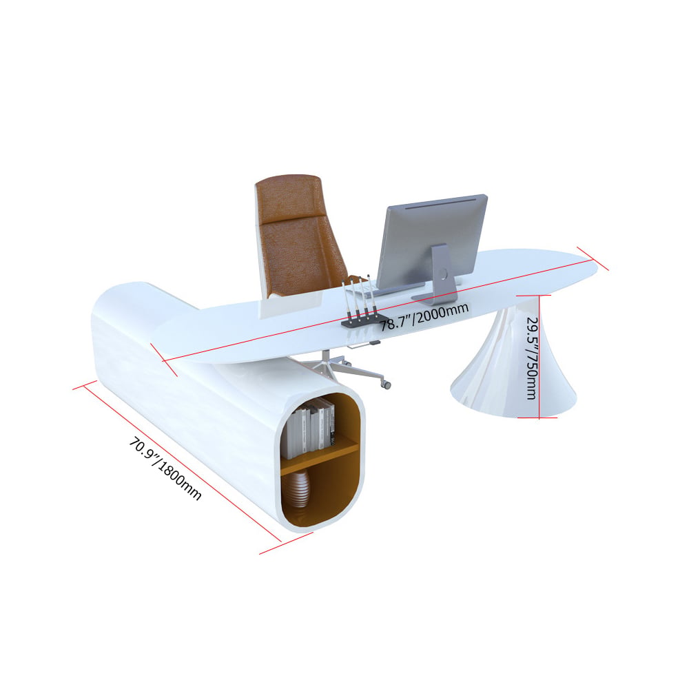 2000mm Modern White Creative L-Shape Executive Desk Office Storage Desk Right Hand weights dimensions image
